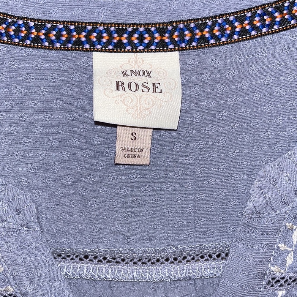 Knox Rose boho style size Small long sleeve lavender blouse w/embroidery - Picture 3 of 9